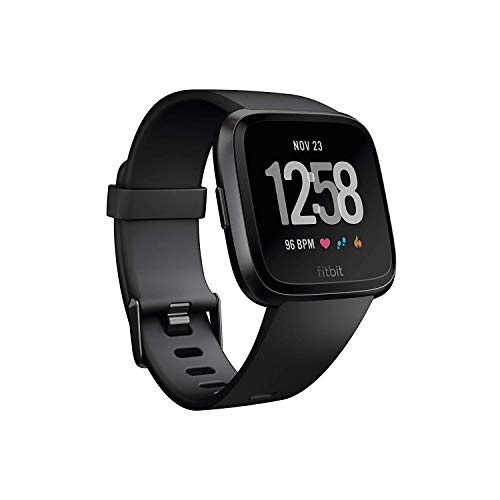 Product Cover Fitbit Versa Smart Watch, Black/Black Aluminium, One Size (S & L Bands Included)