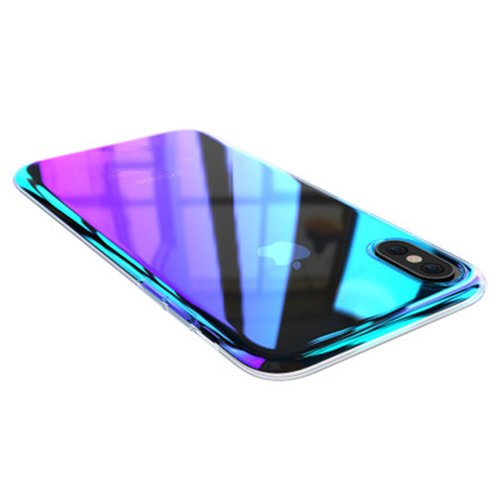 Product Cover iPhone Xs/X Case,Winhoo Gradual Colorful Gradient Change Color Ultra Thin Electroplating Blue Light Mirror Lightweight Anti-Drop Transparent Clear Hard Back Case Cover for Apple iPhone X/Xs 5.8 inch