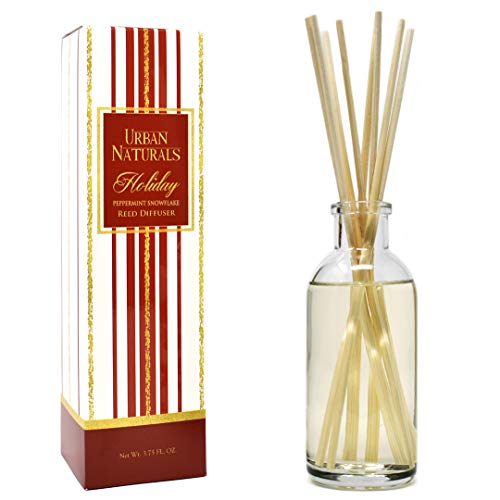 Product Cover Urban Naturals Holiday Peppermint Snowflake Reed Diffuser Gift Set | Peppermint & Sweet Vanilla Scent Made with Essential Oils | Great Idea for The Home