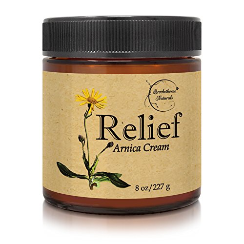 Product Cover Relief Arnica Cream - Enriched with Lemongrass, Eucalyptus & Rosemary Essential Oils - All Natural Massage Lotion for Sore Muscles & Stiffness. Perfect for Massage Therapy by Brookethorne Naturals
