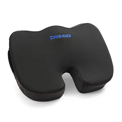 Product Cover Plixio Memory Foam Seat Cushion - Chair Pillow for Sciatica, Coccyx, Back & Tailbone Pain Relief - Orthopedic Chair Pad for Support in Office Desk Chair, Car, Wheelchair & Airplane