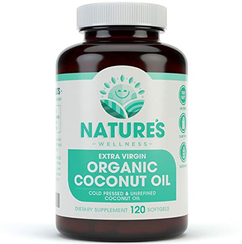 Product Cover Organic Coconut Oil 2000mg - Healthy Skin, Nails, Weight Loss, Hair Growth - Extra Virgin, Cold Pressed, Unrefined Non GMO - Rich in MCT MCFA - Support Brain Function, Blood Pressure, Anti Aging