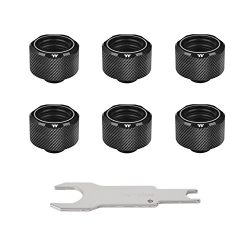 Product Cover Thermaltake Pacific Black 4 Build-in O-Rings C-Pro G1/4 PETG 16mm OD Compression Fitting 6 Pack CL-W214-CU00BL-B