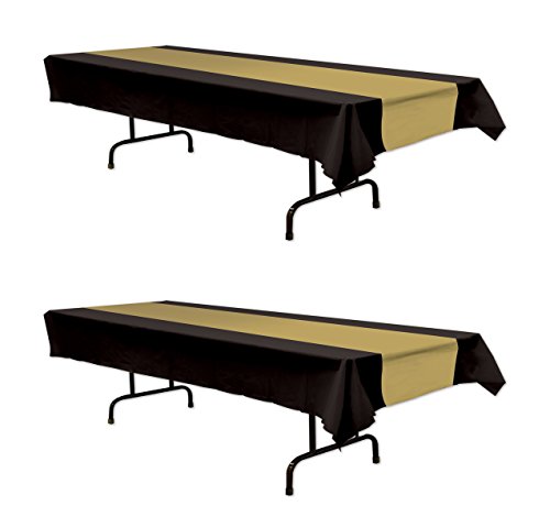 Product Cover Beistle S57940-BKGDAZ2 Black & Gold Tablecover 2 Piece, Black/Gold