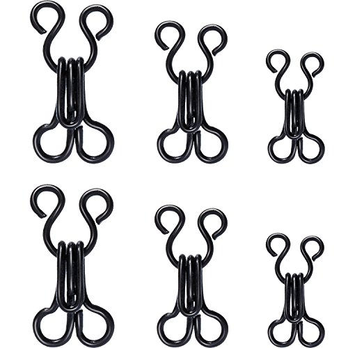 Product Cover Bememo 50 Set Sewing Hooks and Eyes Closure for Bra and Clothing, 3 Sizes (Black)