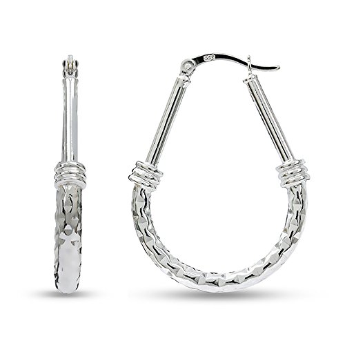 Product Cover LeCalla Sterling Silver Jewelry Diamond-Cut Italian Design Hoop Earring for Women