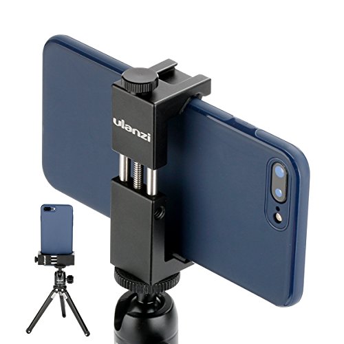 Product Cover Ulanzi ST-02S Newest Aluminum Phone Tripod Mount w Cold Shoe Mount, Support Vertical and Horizontal, Universal Metal Adjustable Clamp for iPhone XS Xs Max X 8 7 Plus Samsung Huawei Android Smartphones