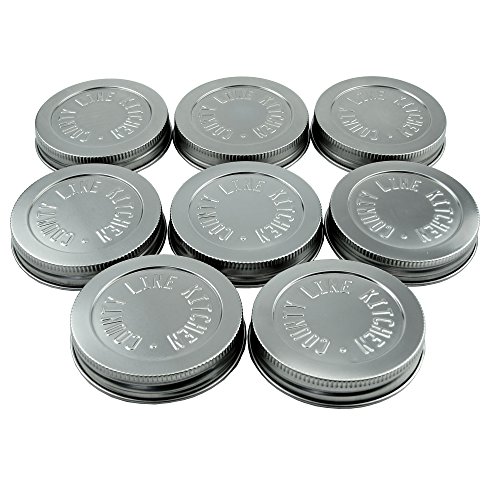 Product Cover Heavy Duty Stainless Steel Mason Jar Lids by County Line Kitchen with Leak Proof, Easy Opening Seals, Wide Mouth, 8 Pack