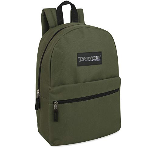 Product Cover Classic Traditional Solid 17 Inch Backpacks with Adjustable Padded Shoulder Straps (Green)