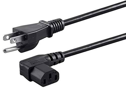 Product Cover monoprice 6ft 18awg Power Cord Cable with 3 Conductor pc Power Connector Socket 10a (nema 5-15p to Left Angle iec 60320 c13)