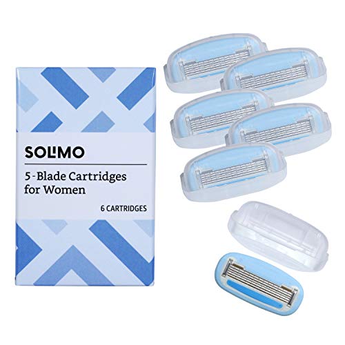 Product Cover Solimo 5-Blade Razor Refills for Women, 6 Refills (Fits Solimo Razor Handles only)