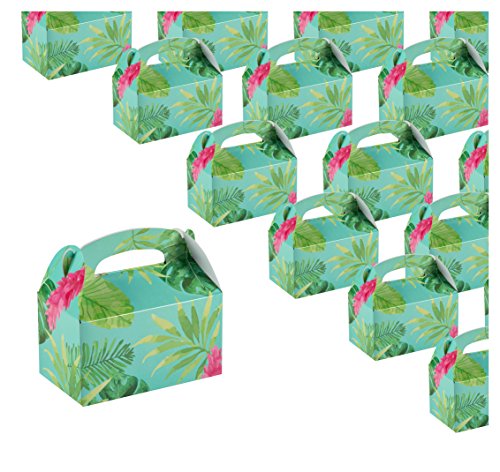 Product Cover Treat Boxes - 24-Pack Paper Party Favor Boxes, Tropical Floral Design Goodie Boxes for Birthdays and Events, 2 Dozen Party Gable Boxes, 6 x 3.3 x 3.6 inches