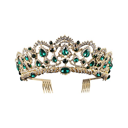 Product Cover KMVEXO Baroque Royal Queen Gold Wedding Crown Crystal Princess Tiara Headbands for Women Bridal Party Birthday Headpieces