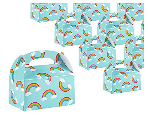Product Cover Treat Boxes - 24-Pack Paper Party Favor Boxes, Rainbow Design Goodie Boxes for Birthdays and Events, 2 Dozen Party Gable Boxes, 6 x 3.3 x 3.6 inches
