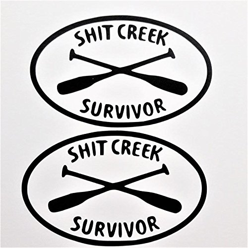 Product Cover Shit Creek Survivor (2 PACK) Vinyl Decal Sticker|BLACK|Cars Trucks Kayak Canoe Vans SUV Laptops Walls Glass Metal |4