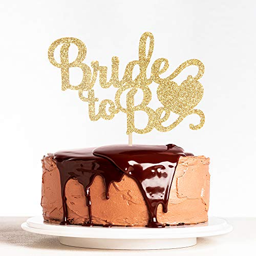 Product Cover Bride To Be Cake Topper with Heart -Gold Glitter Wedding Bachelorette Party Decoration Supplies