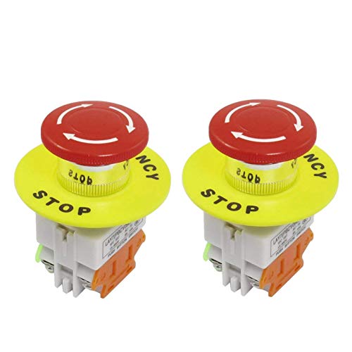 Product Cover JMAF 2 Pcs Red Mushroom Cap 1NO 1NC DPST Emergency Stop Push Button Switch AC 660V 10A