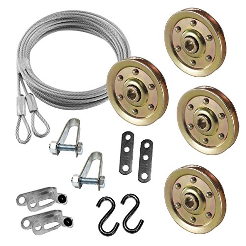 Product Cover Extra Heavy Duty Garage Door Pulley 3 Inch & Safety Cable Complete Set for Ext Springs