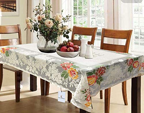 Product Cover Kuber Industries Cotton Dining Table Cover for 6 Seater - Cream