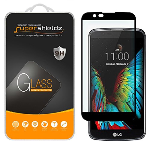 Product Cover (2 Pack) Supershieldz for LG K10 Tempered Glass Screen Protector, (Full Screen Coverage) 0.33mm, Anti Scratch, Bubble Free (Black)