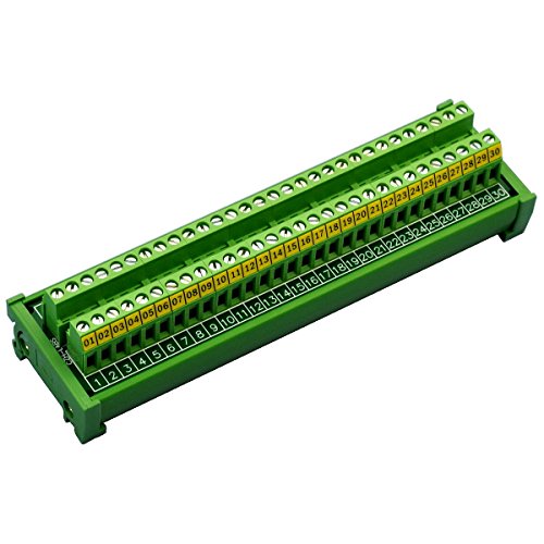 Product Cover Electronics-Salon DIN Rail Mount 30 Position 24A / 400V Screw Terminal Block Distribution Module.