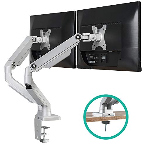 Product Cover EleTab Dual Arm Monitor Stand - Height Adjustable Desk Monitor Mount Fits for 2 Computer Screens 17 to 32 inches - Each Arm Holds up to 17.6 lbs