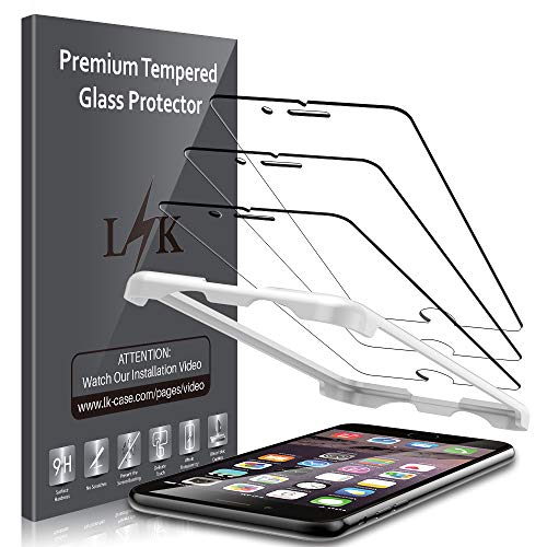 Product Cover [3 Pack] LK Screen Protector for iPhone 6 / iPhone 6S Tempered Glass (Alignment Frame Easy Installation) 3D Touch DoubleDefence Technology, 9H Hardness, Case Friendly