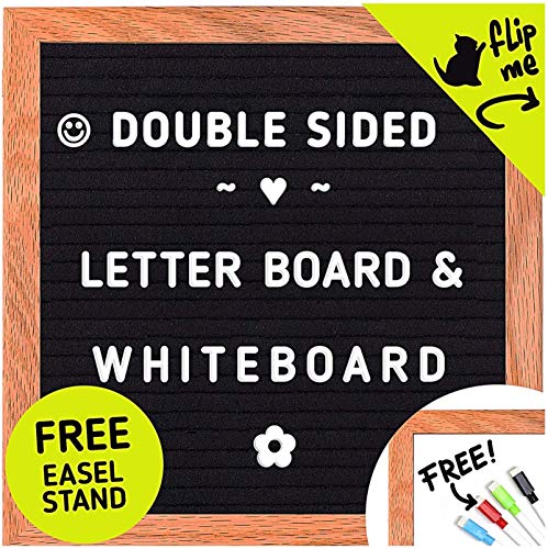Product Cover Letter Board Whiteboard Double Sided - 2 in 1 Felt Letter Board with Stand - Felt Boards with Letters - 10x10