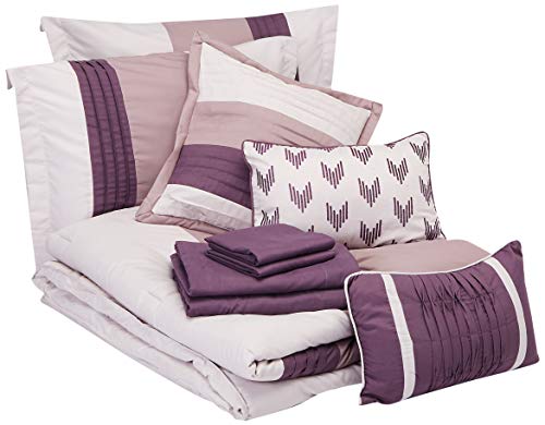 Product Cover Chic Home 10 Piece Ayelet Comforter Set, Queen, Plum