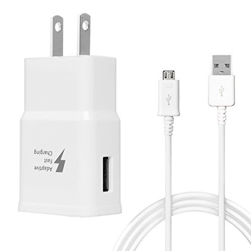 Product Cover Adaptive Fast Charger Kit Compatible with Samsung Galaxy S7/S7 Edge/S6/Note5/4 /S3, Quick Charge 2.0 Adapter Micro USB 2.0 Cable Kit, YouCoulee (Wall Charger+Micro USB Cable)