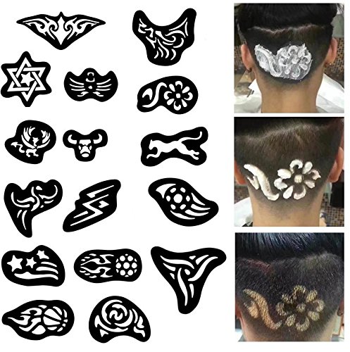 Product Cover Lucktao 25pcs/set Hair Tattoo Template Hair Trimmer Carved Dye Coloring Tattoos Patterns Stencil DIY Salon Barber Tools