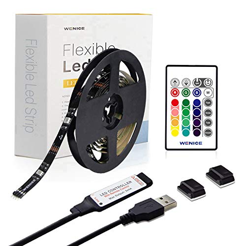 Product Cover LED Strip Lights 14.8ft for TV 65 to 75inch,WENICE tv Backlight Strip 4.5m with 24key IR Remote Multi Color-The Longer