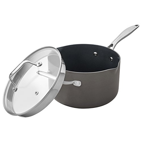Product Cover Stone & Beam Sauce Pan With Lid, 4-Quart, Hard-Anodized Non-Stick Aluminum