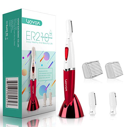 Product Cover VOYOR Face Razors for Women Face Shavers 2-In-1 Bikini Trimmer and Eyebrow Razor Facial Hair Remover with 2 Trimming Combs for Easy Hair Length Control, Portable, Cordless and Waterproof
