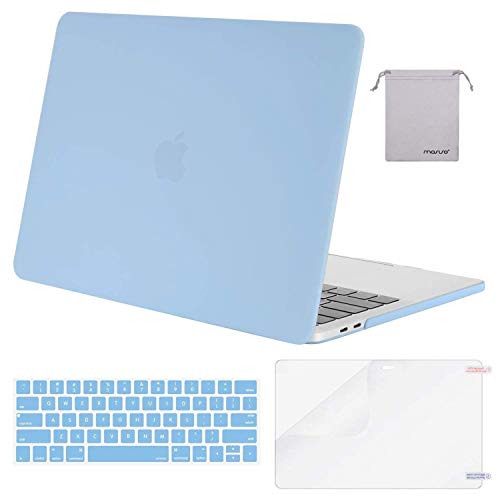 Product Cover MOSISO MacBook Pro 13 inch Case 2019 2018 2017 2016 Release A2159 A1989 A1706 A1708, Plastic Hard Shell &Keyboard Cover &Screen Protector &Storage Bag Compatible with MacBook Pro 13, Airy Blue