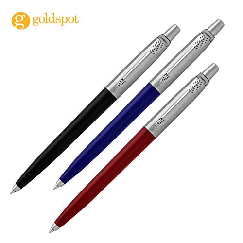 Product Cover Parker Jotter 3 Colours - 1 Black + 1 Blue + 1 Red Ballpoint Pen 1.0mm, Medium Point, Black Ink (Jotter Box) (Medium Point, Black)