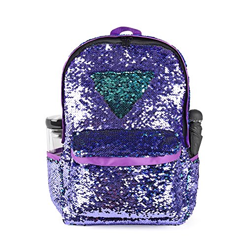 Product Cover Sequin School Backpack for Girls Cute Sequence Bookbag for Kids Teenagers Glitter Purple Bags