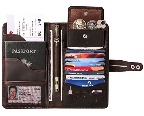 Product Cover Travel Wallet with RFID Blocking Awesome Passport Wallet Credit Cards Holder Document Organizer Genuine Leather