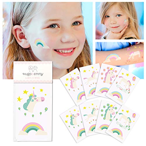 Product Cover Unicorn Temporary Tattoos for Kids - Unicorn Party Favors, Birthday Decorations and Supplies - Non-toxic and Waterproof - Pack of 16 sheets (32 Fake Tattoos)