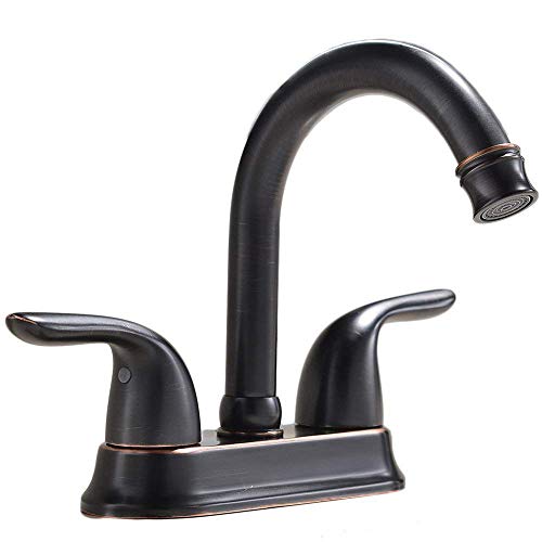 Product Cover VCCUCINE Antique Solid Brass 2 Handle Oil Rubbed Bronze Bathroom Faucet, Lavatory Vanity Vessel Sink Faucet Without Pop-Up Drain