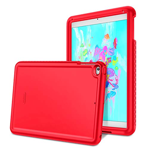 Product Cover Fintie iPad 9.7 2018/2017, iPad Air 2, iPad Air Case - [Mighty Shield] Heavy Duty Anti Slip Shock Proof Kids Friendly Drop Protection Silicone Cover for Apple iPad 6th 5th Gen, iPad Air 1 2, Red