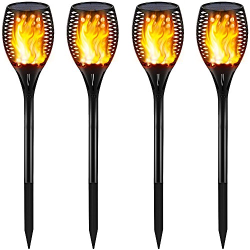 Product Cover Gold Armour Solar Lights Outdoor - Flickering Flames Torch Solar Path Light - Dancing Flame Lighting 96 Led Dusk to Dawn Flickering Tiki Torches Outdoor Waterproof Garden Pathway