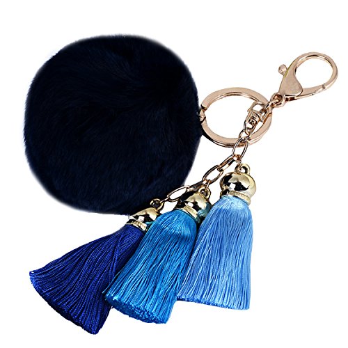 Product Cover JOUDOO Rabbit Ball Keychain with Gradual Color Tassels Keyring GJ007