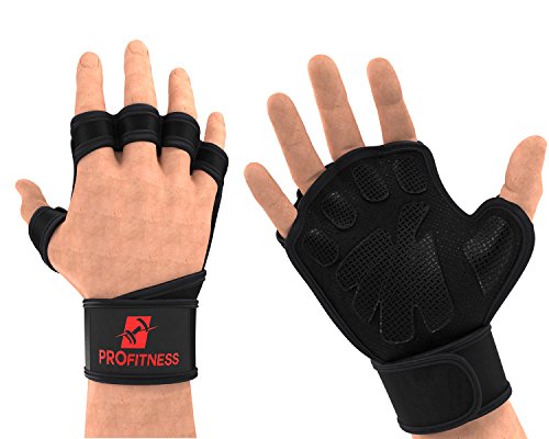 Product Cover ProFitness Cross Training Gloves with Wrist Support Non-Slip Palm Silicone Padding to Avoid Calluses | for Weight Lifting, WOD, Powerlifting & Gym Workouts | Ideal for Both Men & Women