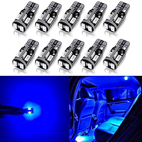 Product Cover Antline 194 168 2825 T10 W5W Error Free LED Bulb Blue, Super Bright 300 Lumens 10-SMD 5730 Chipset LED Bulbs for Interior Dome Map Door Courtesy License Plate Lights, Pack of 10
