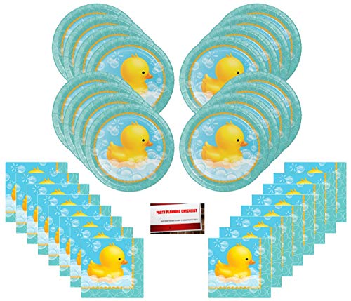 Product Cover Duck Bubble Bath Rubber Ducky Party Supplies Bundle Pack for 16 Guests (Plus Party Planning Checklist by Mikes Super Store)