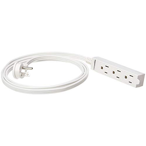 Product Cover AmazonBasics Indoor 3 Prong Extension Power Cord Strip - Flat Plug, Grounded, 6 Foot, Pack of 2, White
