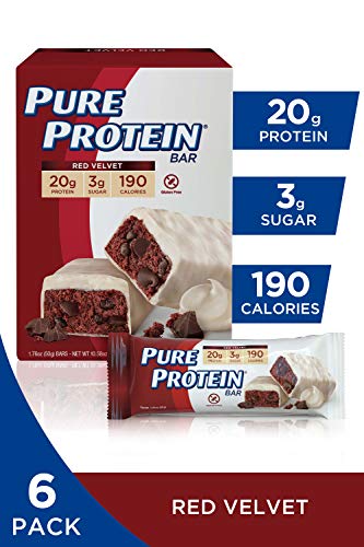 Product Cover Pure Protein Bars, High Protein, Nutritious Snacks to Support Energy, Low Sugar, Gluten Free, Red Velvet, 1.76 oz, 6 Count