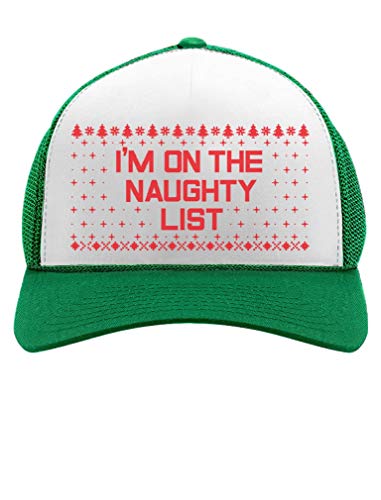 Product Cover I'm On The Naughty List Funny Holiday Ugly Christmas Party Trucker Hat Mesh Cap