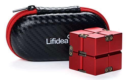 Product Cover Lifidea Aluminum Alloy Metal Infinity Cube Fidget Cube (5 Colors) Handheld Fidget Toy Desk Toy with Cool Case Infinity Magic Cube Relieve Stress Anxiety ADHD OCD for Kids and Adults (Red)